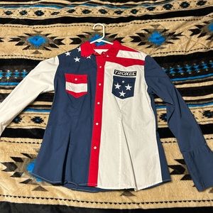 Red white and blue pearl snap